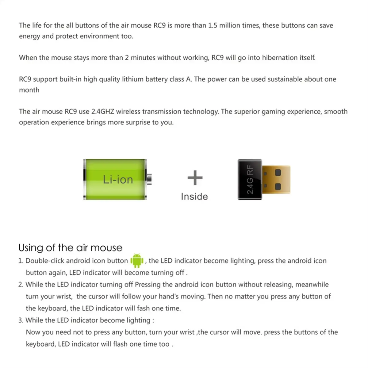 B21B Measy 2.4G Wireless Air Mouse Remote Control Presentation Clicker for PC Smart TV Android TV Box HTPC