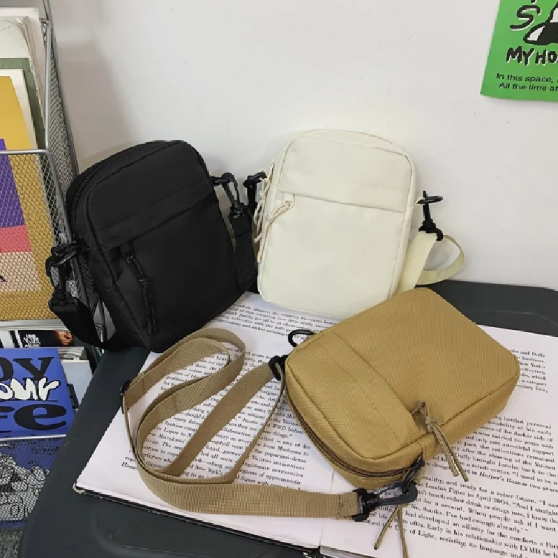 Bolsa tiracolo feminina de lona, bolsa de ombro Oxford, coreana, cor sólida, telefone, bolsa simples, bolsa, tendência, 2024