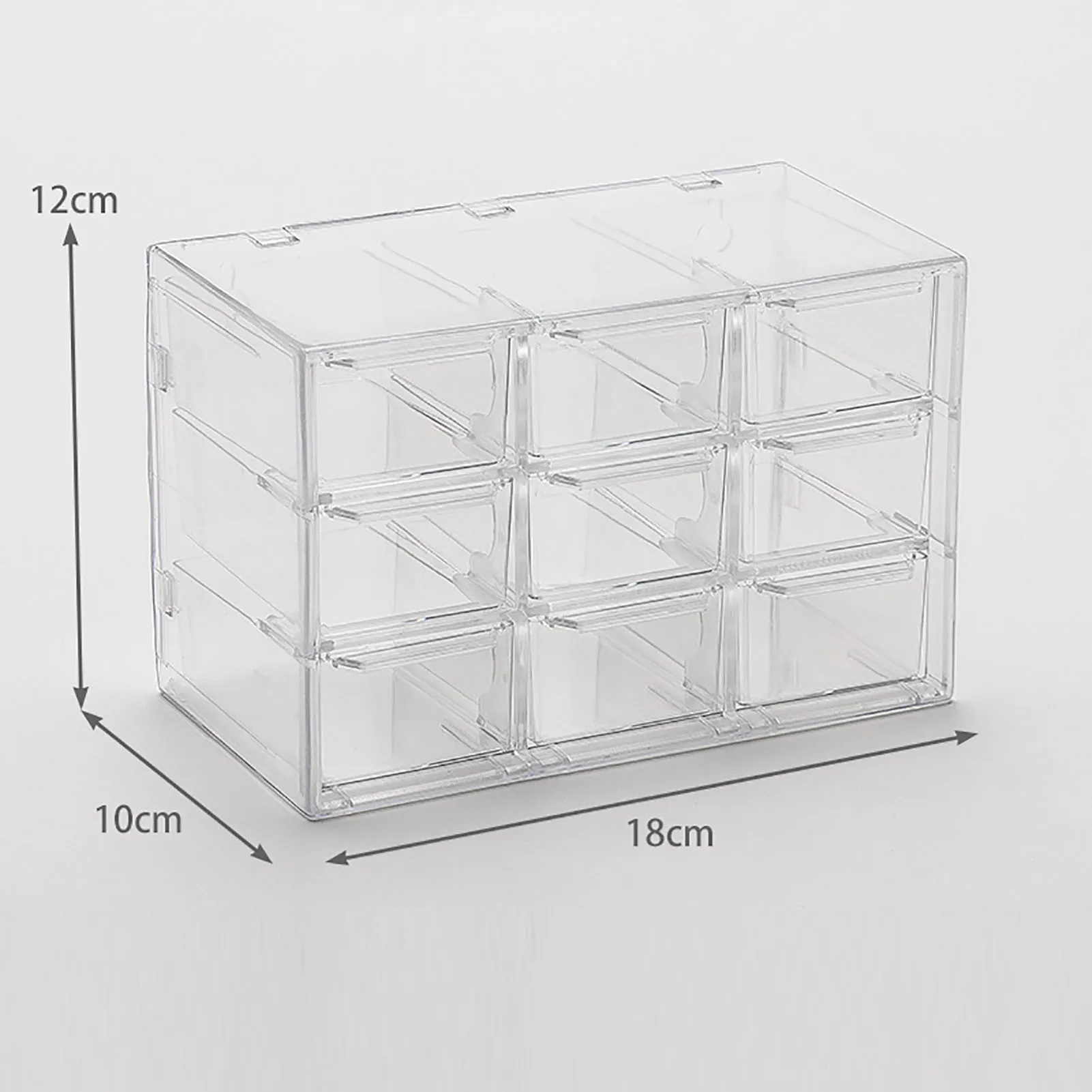 ZK20 9 Grids Desktop Storage Box Drawer Space Saving Dustproof Desktop Divided Drawer Transparent