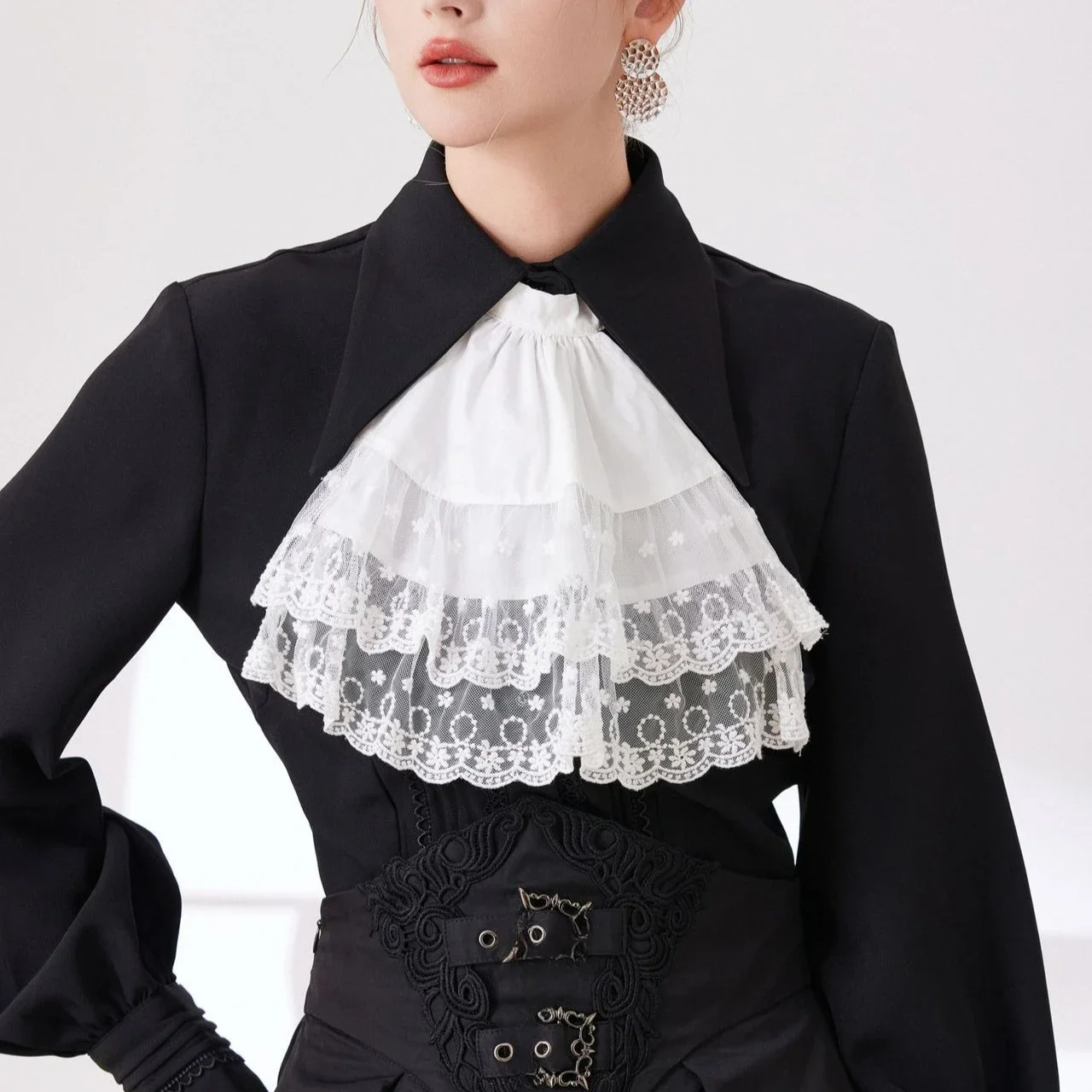 Lace Bow Ties Detachable Collars Halloween Gothic Retro French Court Style Fake Collar Scarf Cosplay Outfit Lolita Accessories