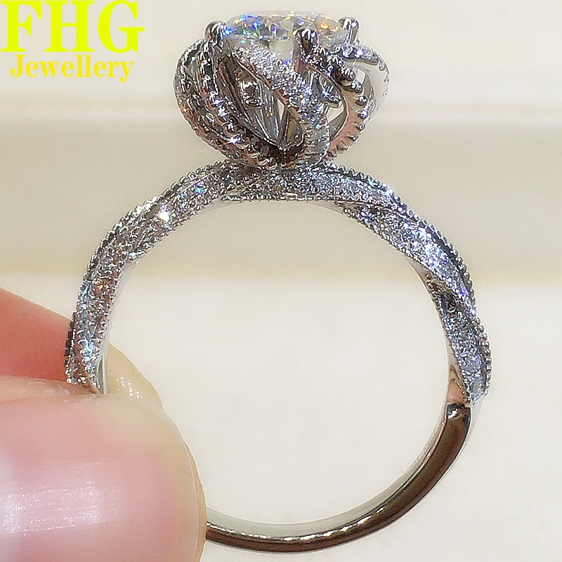 

1 2 3 4 5 Carat Solid Au750 18K White fountain Gold Ring DVVS Moissanite Diamonds Round Wedding Party Engagement Anniversary Rin