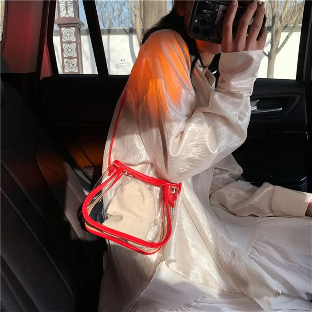 Transparent Shoulder Bag Daily Small Candy Color Clear Jelly Bag PVC Messenger Bag Women Girls