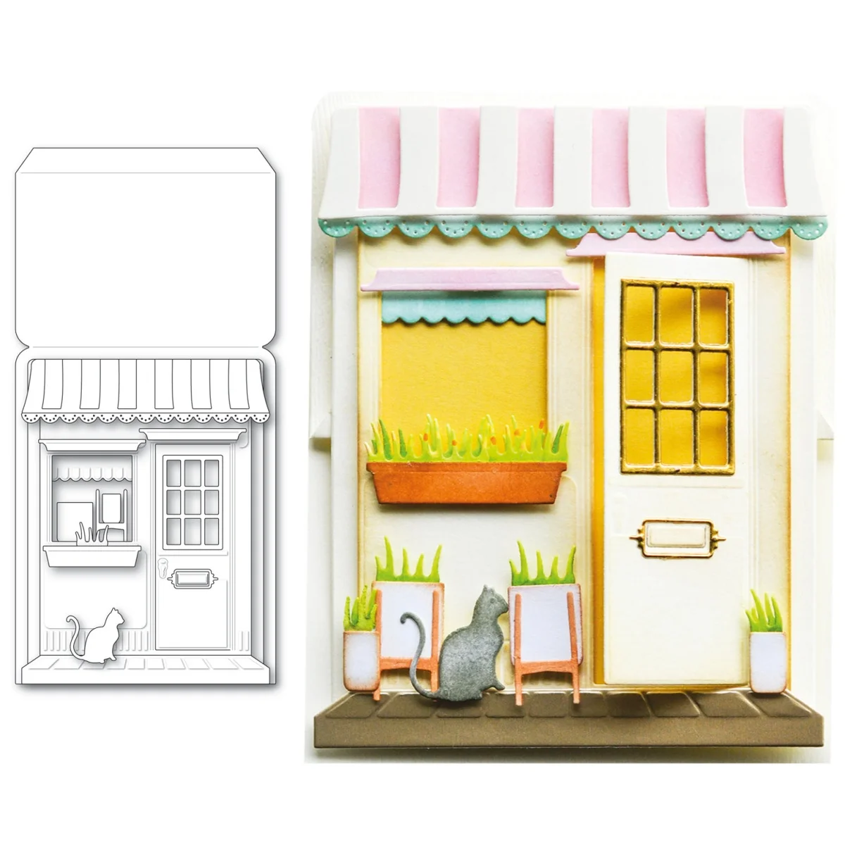 Corner Shoppe Pop Up Metal Cutting Dies For DIY Making Card Scrapbook Embossed Paper Album Craft Supplies Template Decoration