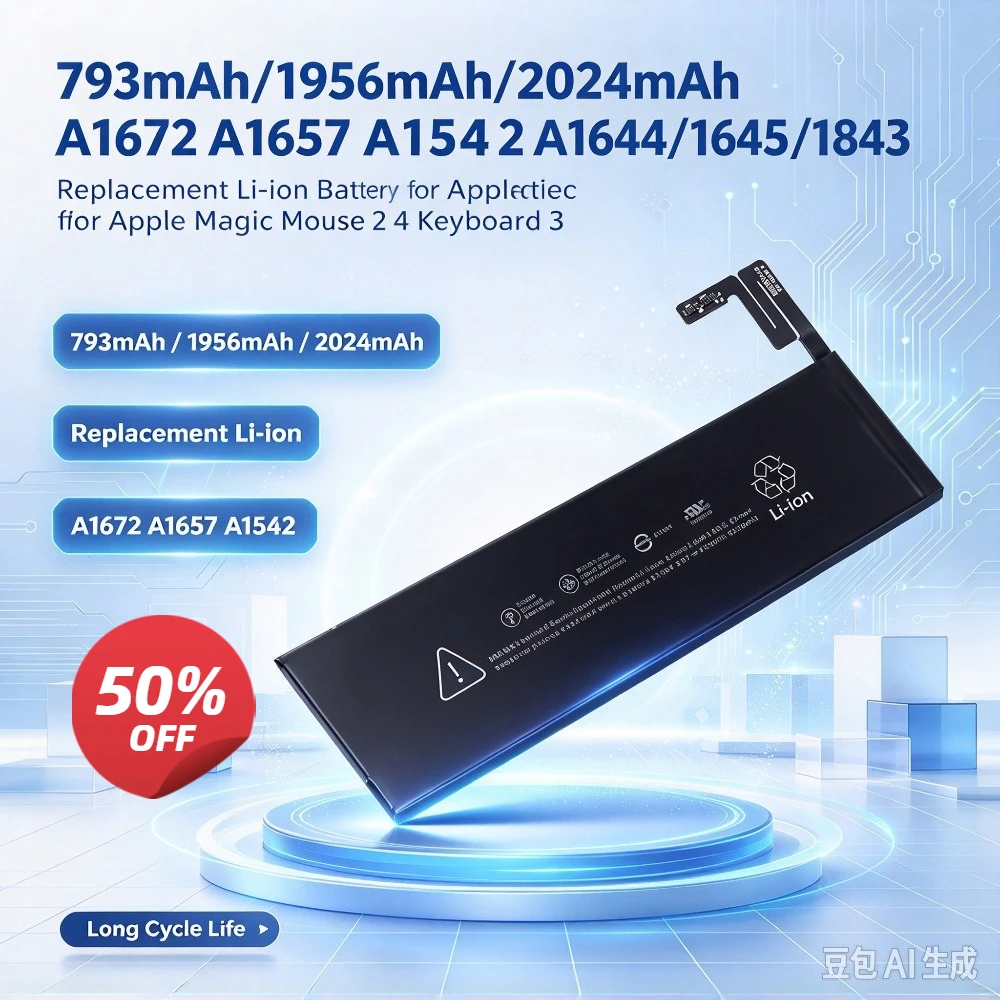 793mAh/1956mAh/2024mAh  A1672 A1657 A1542 A1644/1645/1843  Replacement Li-ion Battery for Apple Magic Mouse 2 4 Keyboard 2 3