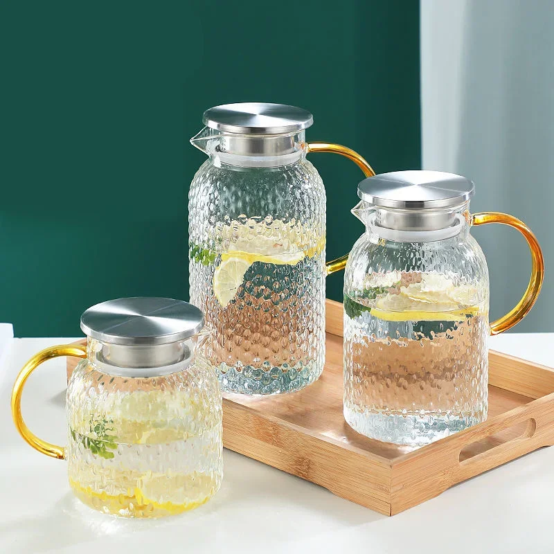 

Glass Water Pitcher with Filter Lid and Pouring Spout Heat Resistant Glass Carafe for Hot Cold Beverages Homemade Ice Tea Bottle