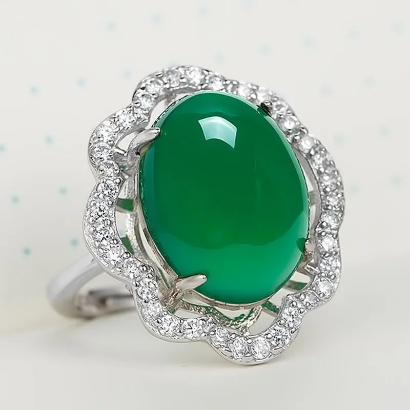 DIWENFU-Anillo De plata De ley S925 con Esmeralda, Anillos De boda De turquesa Natural, joyería De Jade, anillo De piedras preciosas para niñas