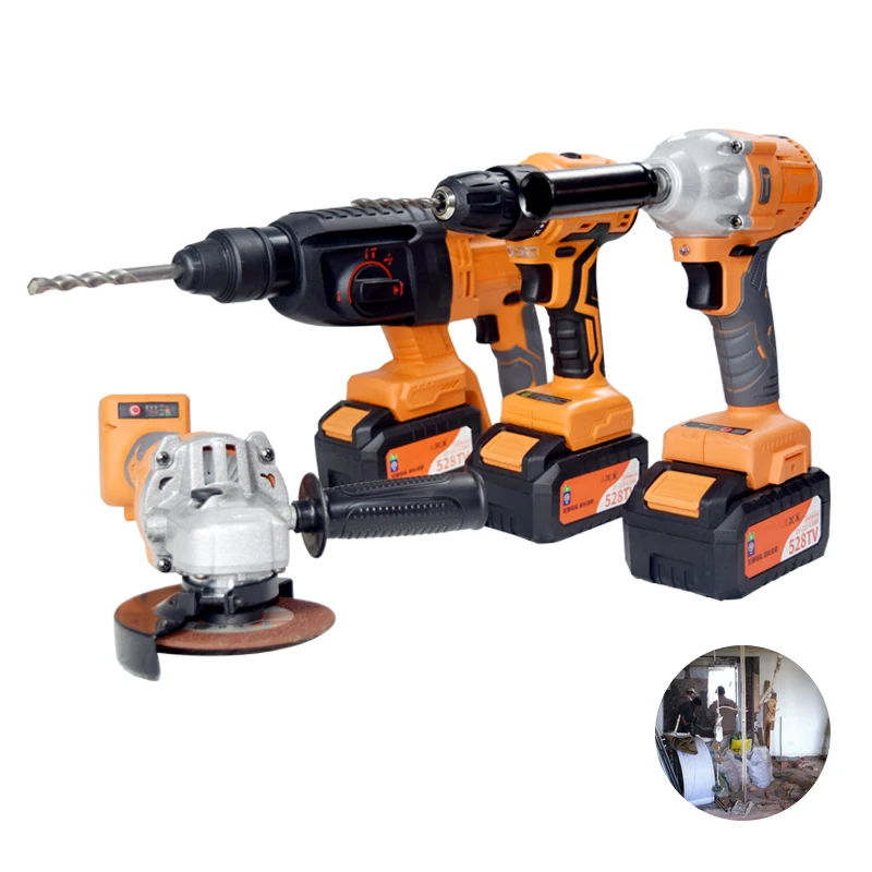 

Industrial Grade Lithium Battery Tool Set Brushless Lithium Hammer Electric Drill Angle Grinder Wrench Four-in-one Set