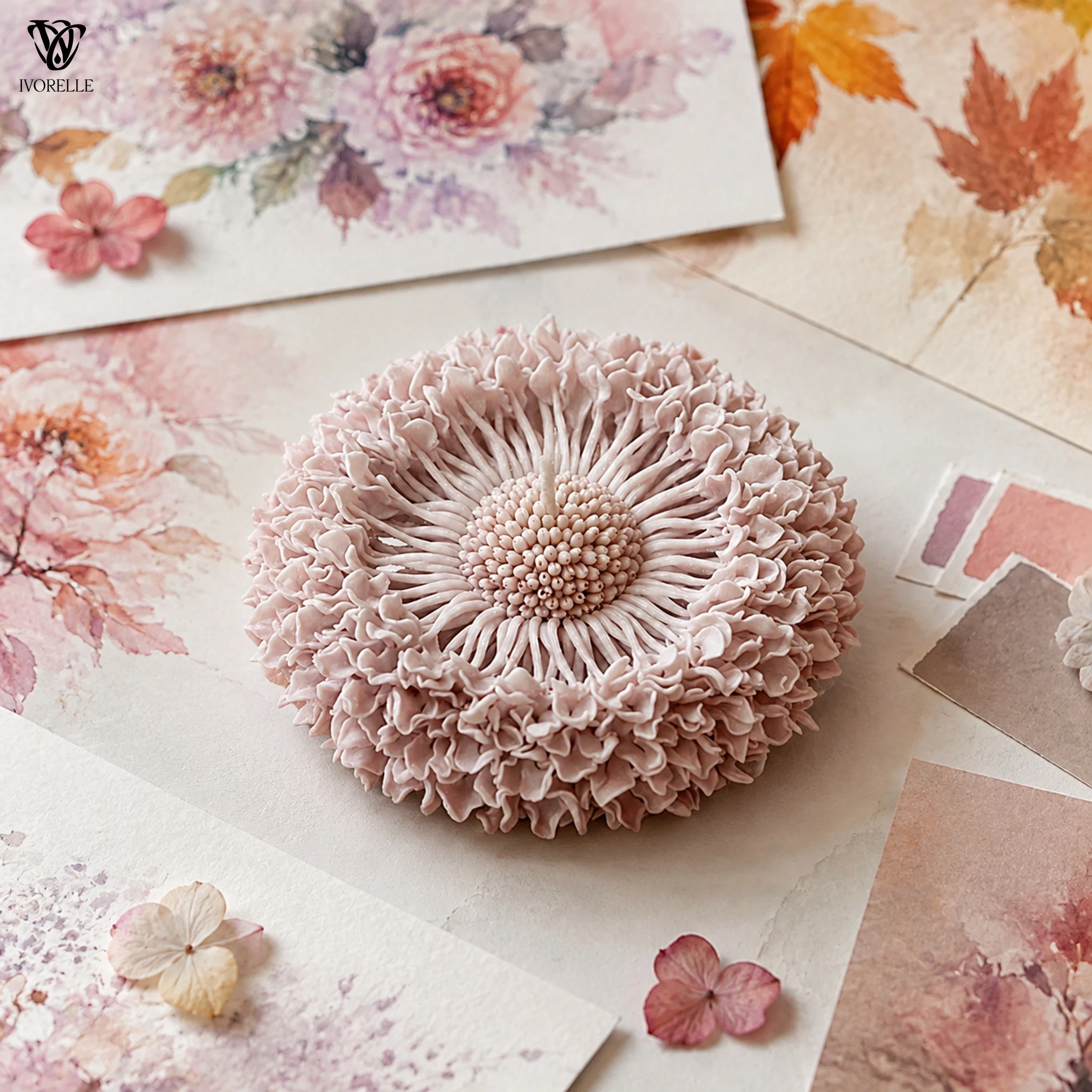 IVORELLE Flower Silicone Candle Mold Layered Petals And Granular Stamen For Wax Resin Plaster Soap DIY Home Decor Craft view 5