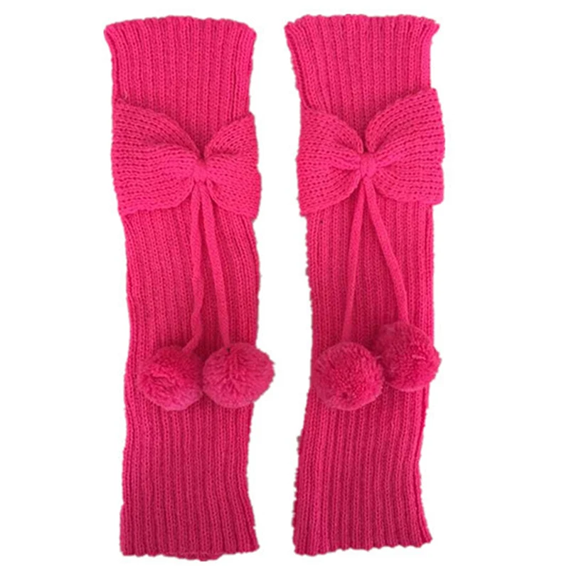 Modne dziecięce dziewczyny z kokardą pompon z dzianiny na nogawki skarpety nakładki na buty prezenty świąteczne Botas Feminina носки женские набор