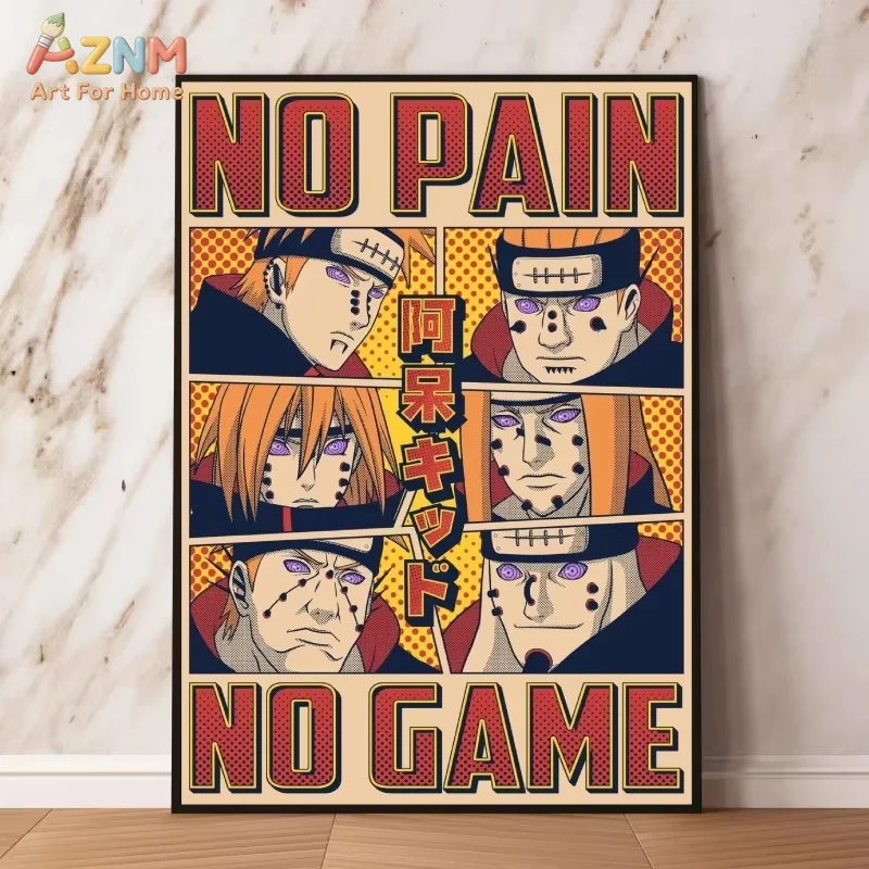 AZNM Naruto - Cuadro decorativo de lienzo con personajes de anime, estampado de Nueve Colas y Gaara, sin marco