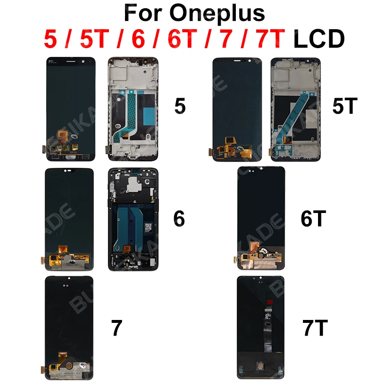 Quality SUPER AMOLED LCD  For OnePlus 5 5T 6 6T LCD Display Touch Screen Digitizer For OnePlus 7T Replace Parts