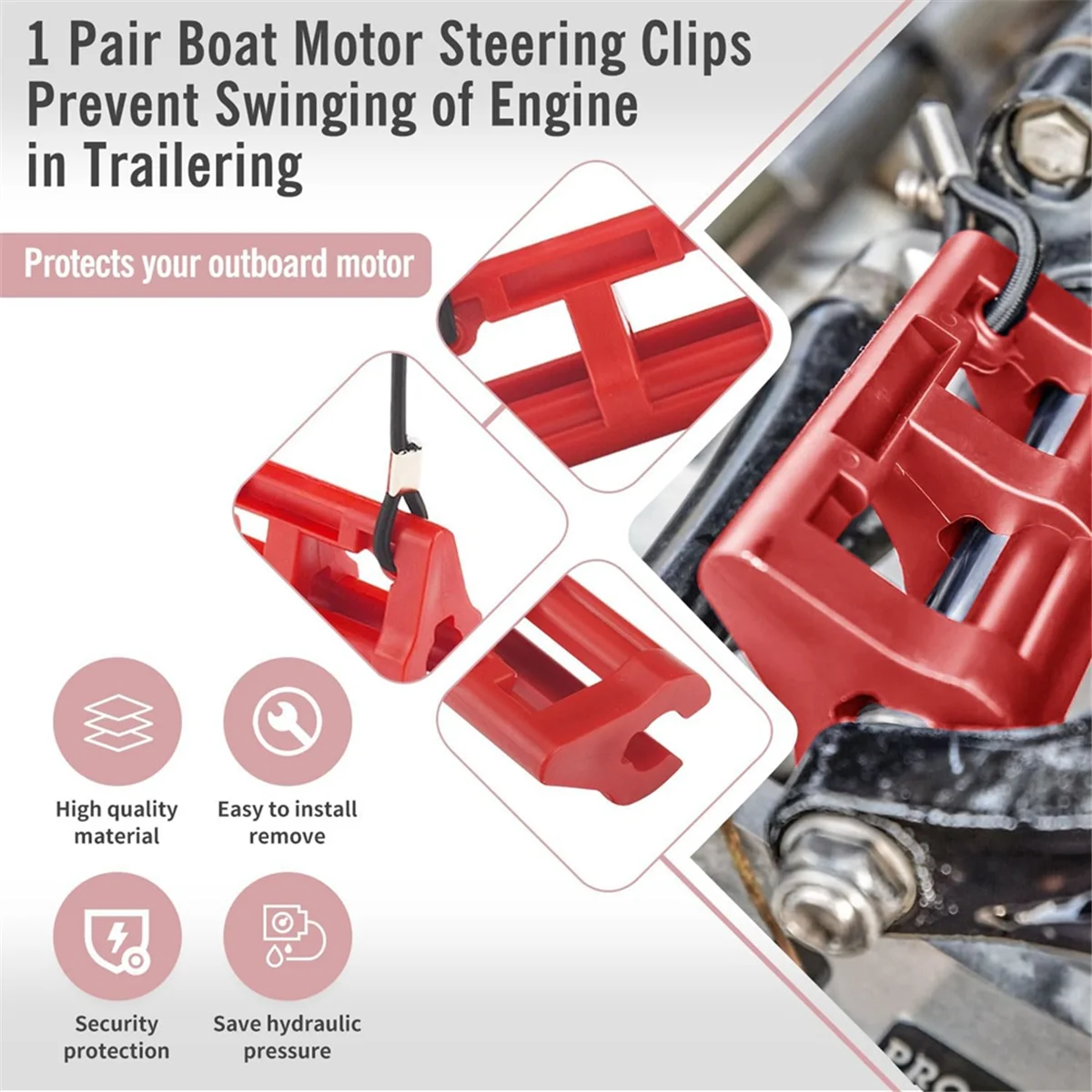 Steer Stop Outboard Hydraulic Steering Lock,Outboard Motor Steering Lock for Outboard Motor Trailering/Transport