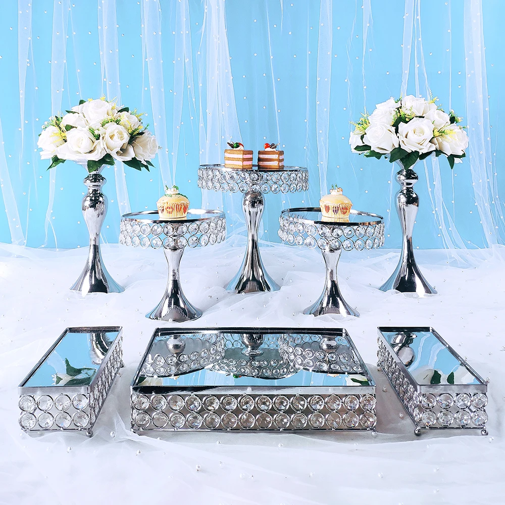 

NEW Gold 7-8pcs Electroplate Metal Cake Stand Set Display Wedding Birthday Party Dessert Cupcake Plate Rack