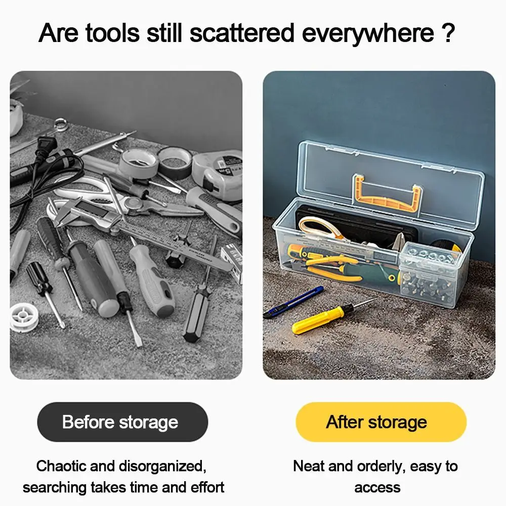 Imagem -03 - Caixa de Ferramentas de Plástico Portátil Organizador de Ferramentas Transparente Caixa de Armazenamento de Ferramentas Caixa de Peças Domésticas