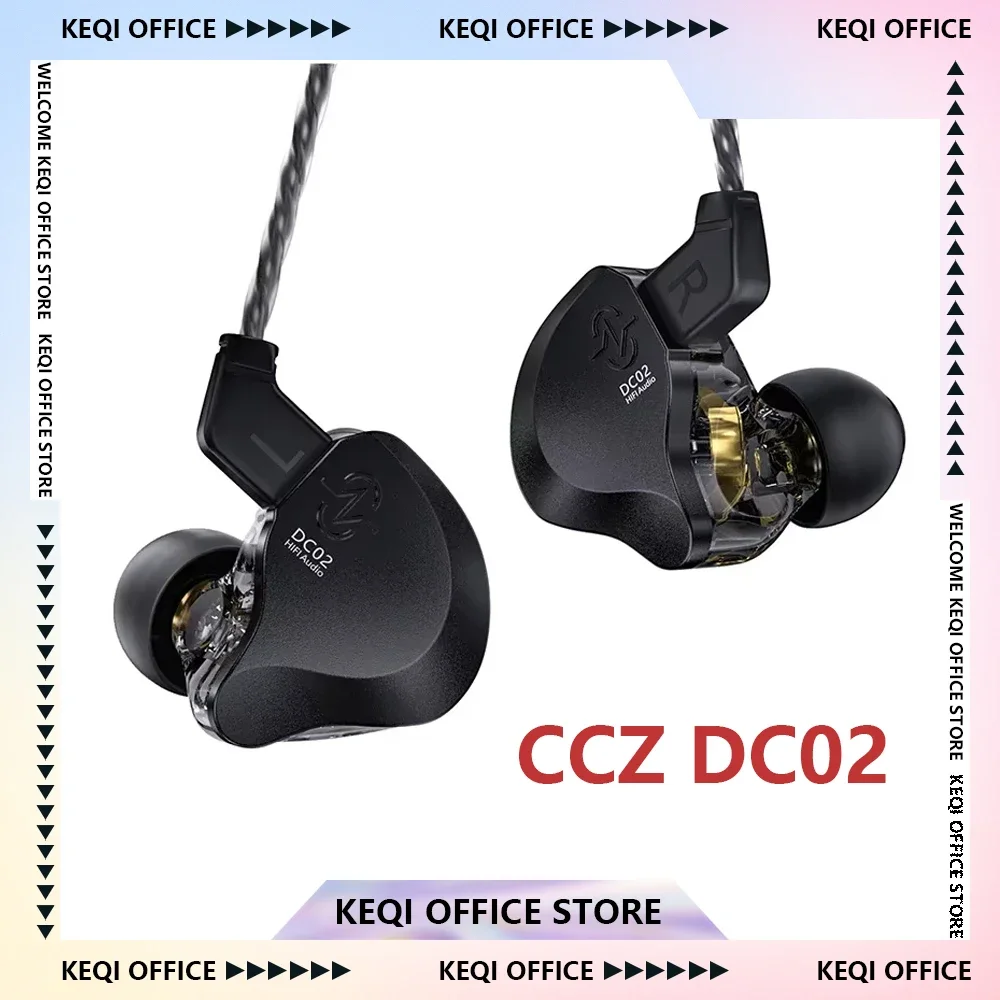 CCZ DC02 HiFi سماعات أذن سلكية ديناميكية في الأذن سماعات أذن استريو مع كابل قابل للفصل مخصص لعبة الموسيقى مكتب الهدايا