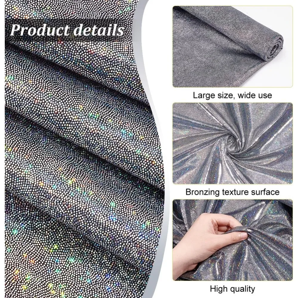 2.18yard Hologram Fabric by The Yard 59inch Wide Shattered Glass Hologram Fabric Dark Grey Glossy Holographic Fabric Polyester