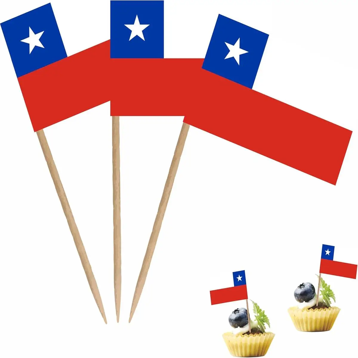 Mini 50 pçs bandeira palito de dente do chile para palitos de comida jantar bolo palitos toppers cupcake chileno pequenos palitos de cocktail para festa