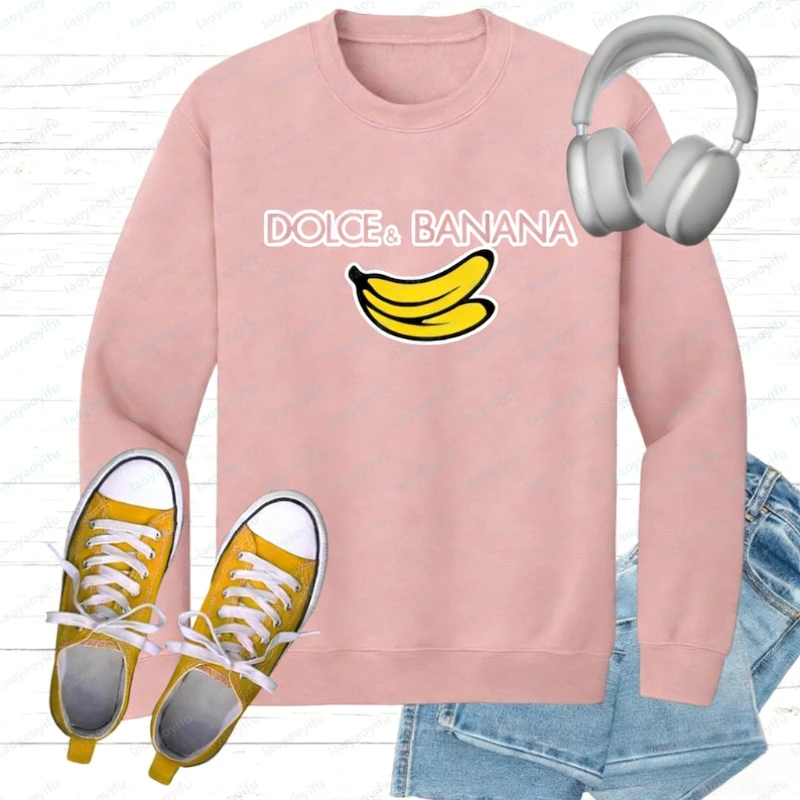 Dolce & Banana Kazak Komik Moda Mizah Kış Giysileri Kadın Streetwear Kadın Büyük Boy Hoodie Y2k Giysileri Harajuku Tops