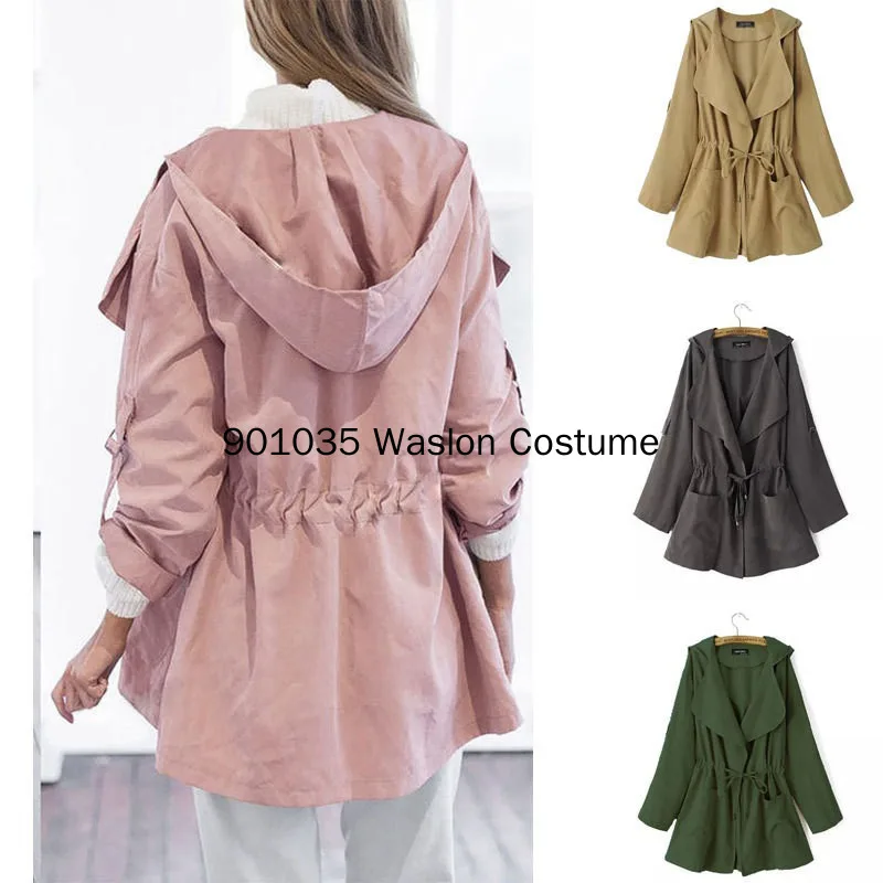 

S-3XL Trench Coat Overcoat UK Women Hooded plus size Windbreaker Jacket Winter Outdoor