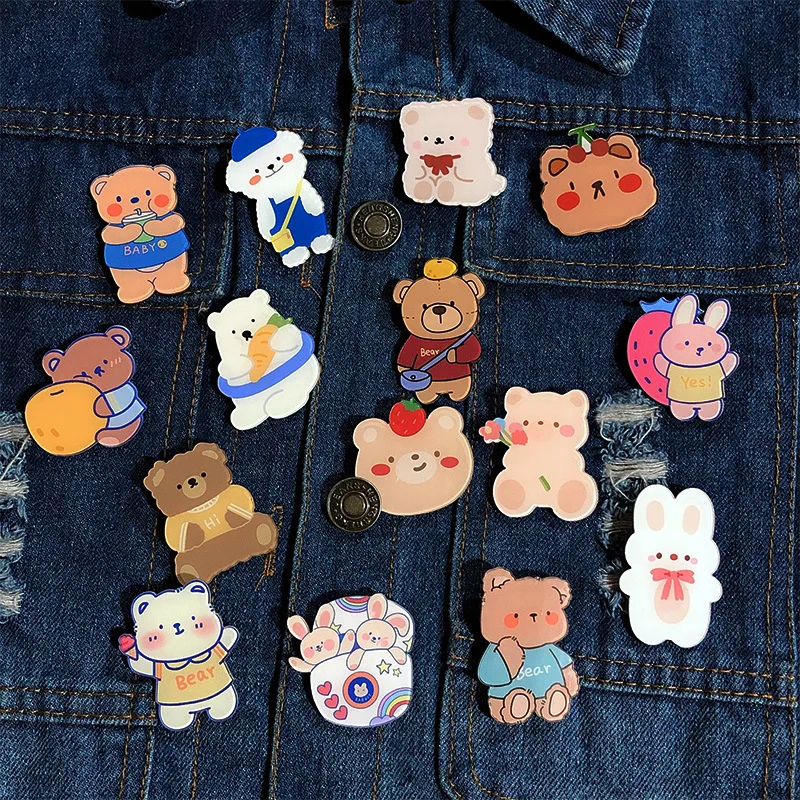 

Wholesale Korean Style Kid's Cute Cartoon Bear Rabbit Pin Acrylic Brooch Badge Bag Pendant Gifts Jewelry Accessories 2025