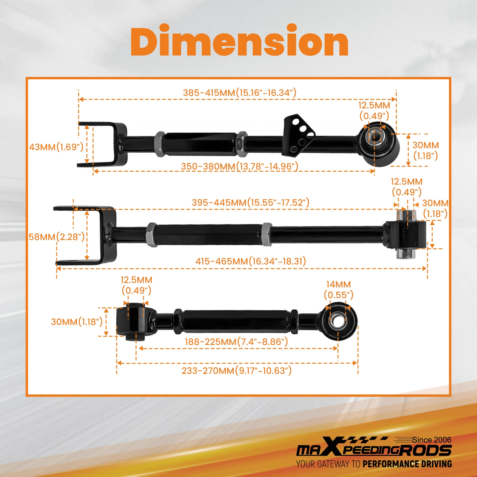 maxpeedingrods Pair Front Ball Joint + 6 Pcs Rear Camber Control Arms Toe Kit for Acura TL 2009 for Honda Accord Adjustable