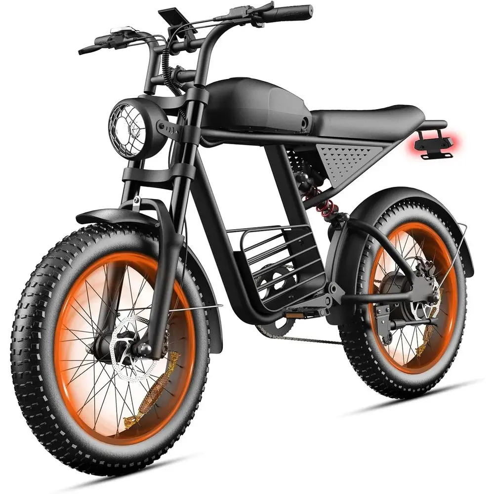 

Electric Bike or Adults, 48V1600W/3000W Dual Peak Motor, 35-38 mph Top Speed, Max 50-60Miles,20"×4.0" at Tires, 7-Speed Gears, H