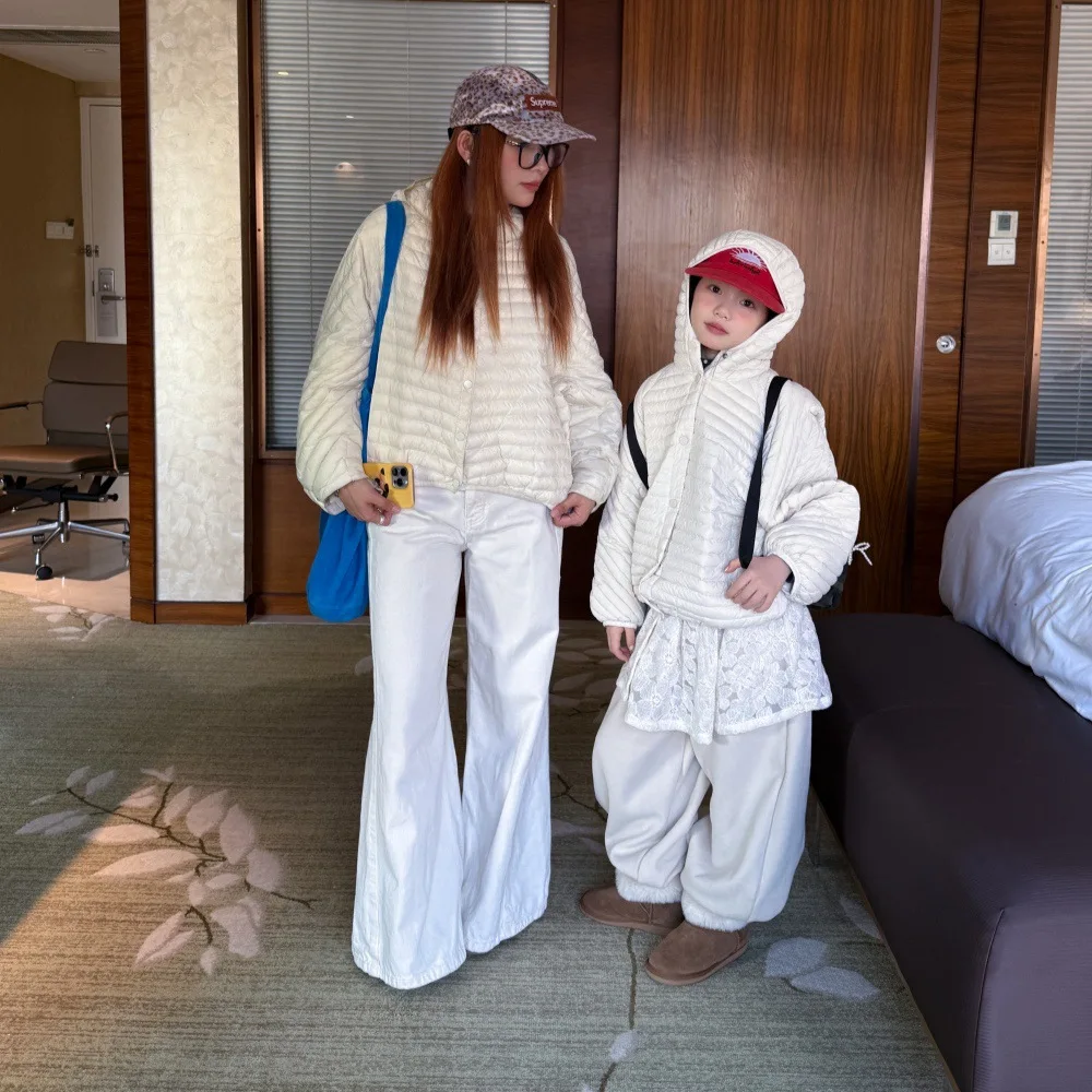 

Children Clothes Girls Down Jackets 2025 Autumn Winter New Korean Style Hooded Versatile Stylish Trendy Solid Color Kids Coat