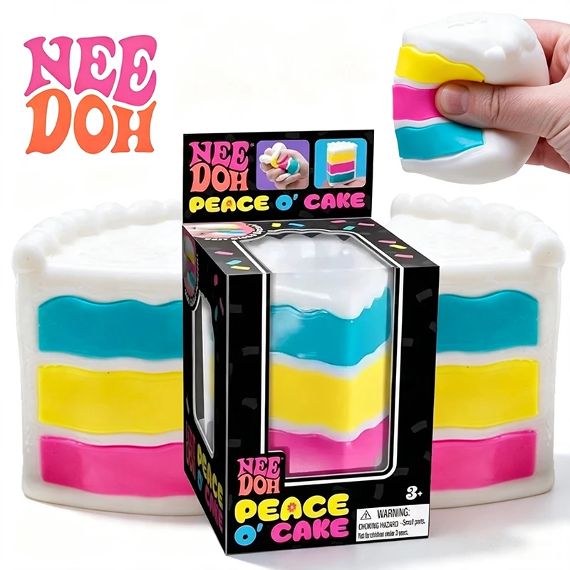 Schylling Needoh Peace O' Cake Fidget Sensory Toy Soft Non‑Toxic Stretch TPR Fingertip Anxiety Relief Decompression Desk Gift
