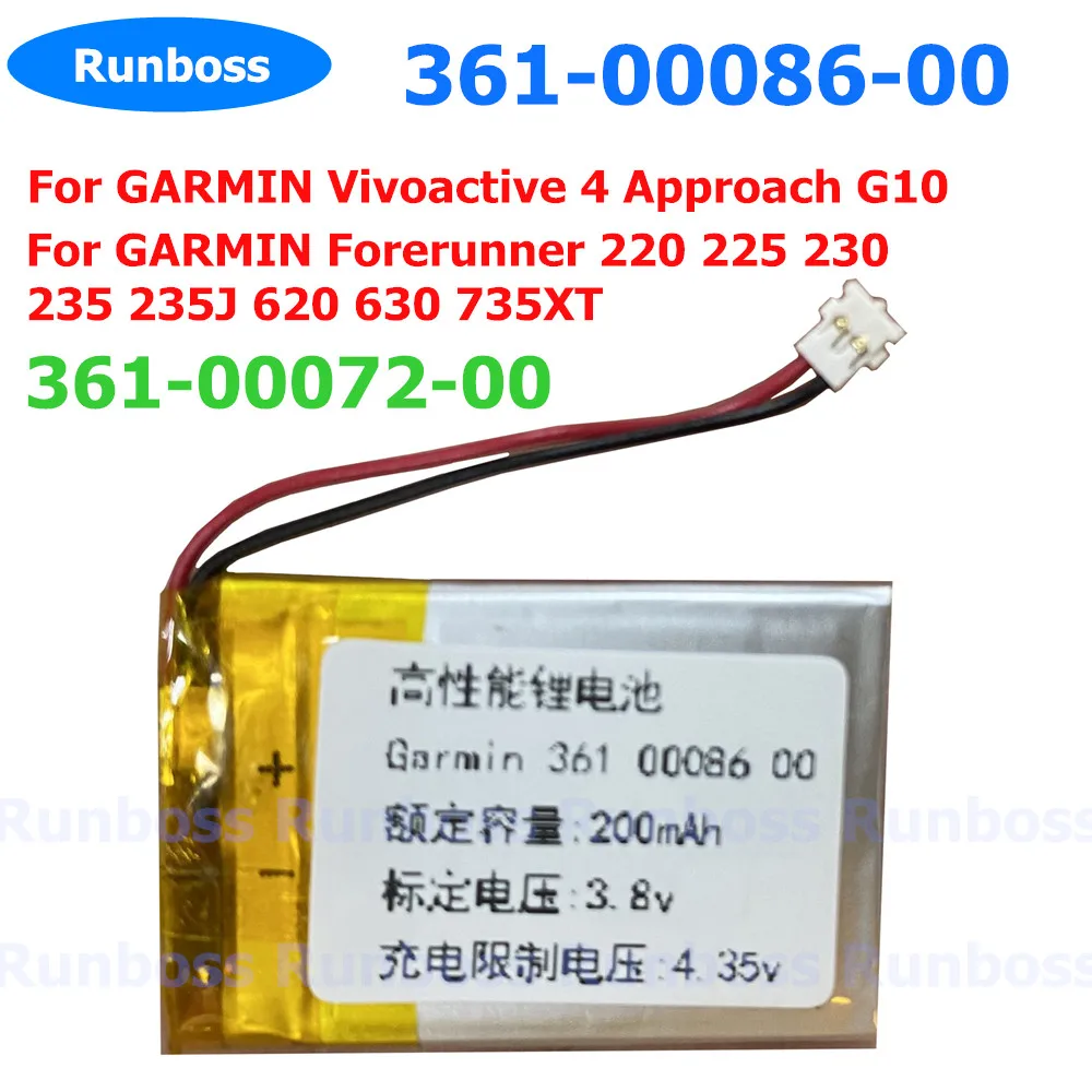 361-00086-00 3.8V 180mAh Battery For GARMIN Forerunner 220 225 230 235/J 620 630 735XT instinct solar,Vivoactive 4 Approach G10