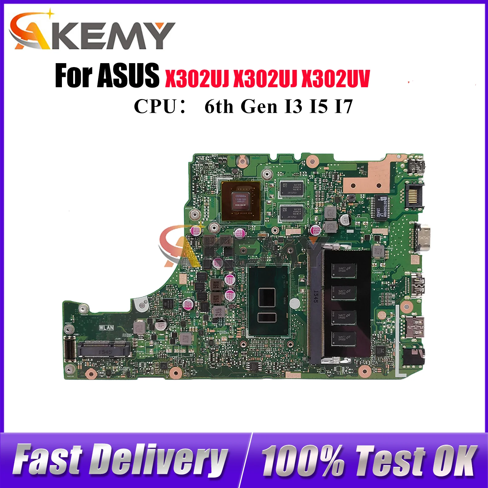 

X302UJ Laptop Motherboard For ASUS VivoBook X302UJ X302UV X302U Notebook Mainboard With I3 I5 I7 CPU 100% tests OK fast shipping