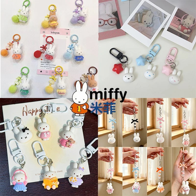 Miffy Keychain Mobile Phone Rope Pendant Kawaii Miffy Series Backpack Pendant Gift Toy