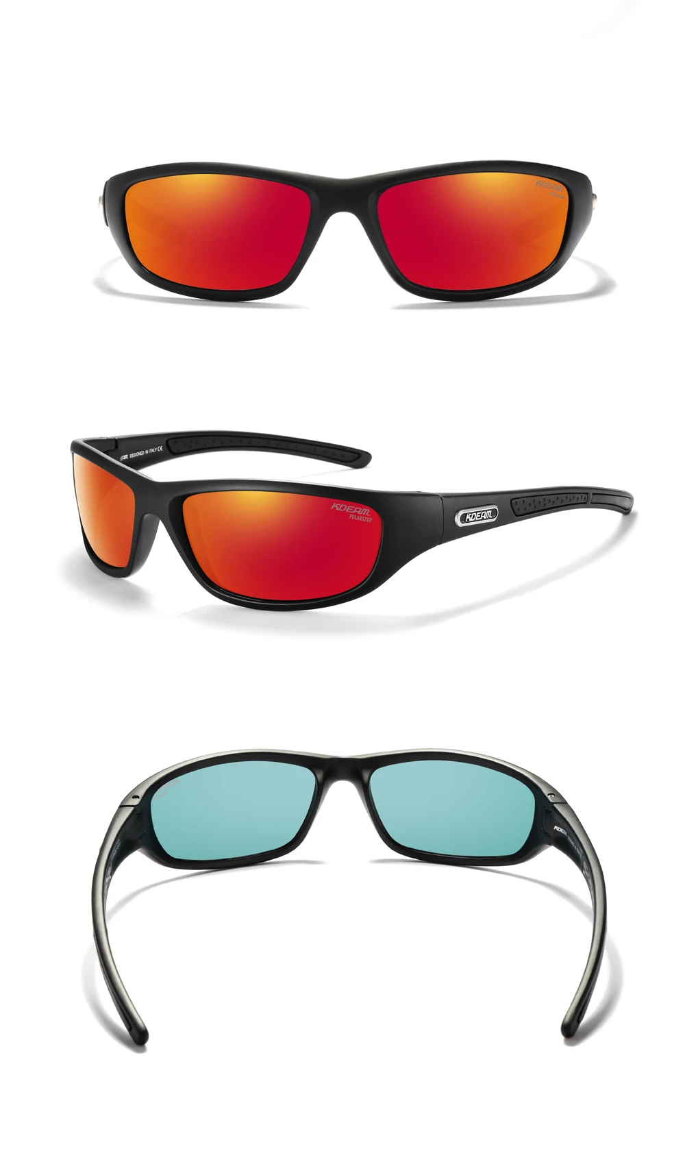 Kdeam fishing performance herren sonnenbrille polarisiert tr90 material markenlogo fahrrad brille mit reiß verschluss koffer kd0701 – Detail 17