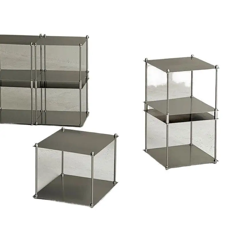 Stainless steel optical axis module rack Xiaohongshu DIY floor storage rack edge few