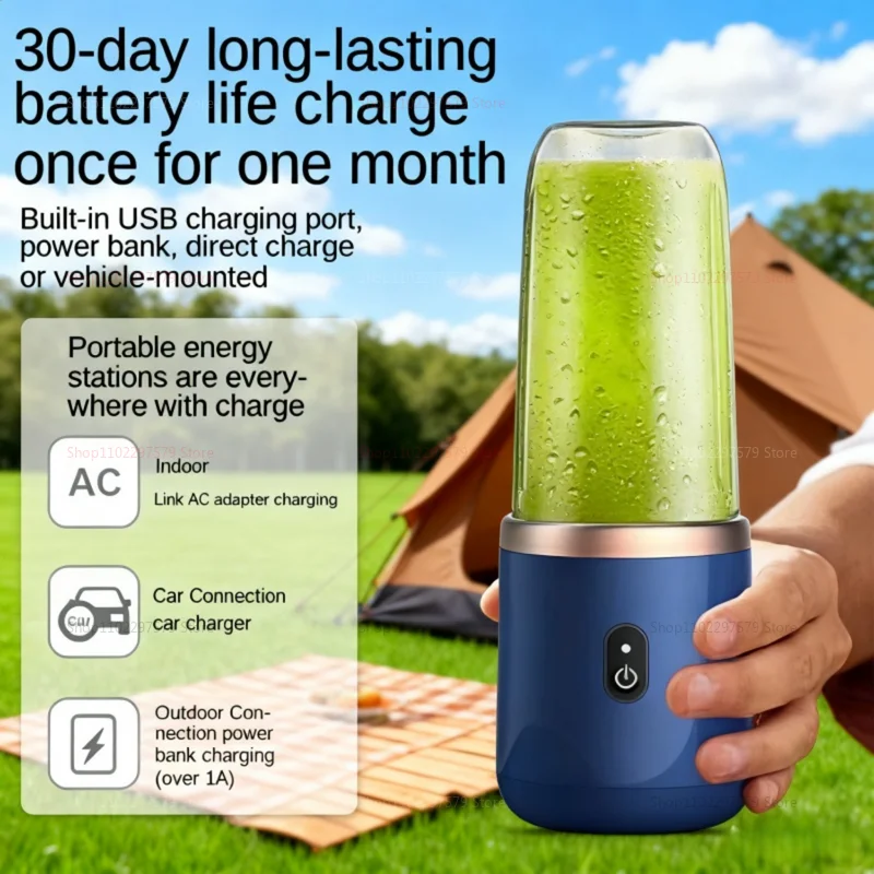 كوب لصنع العصائر المحمولة 6 شفرات خلاط زجاجة المنزلية كوب لصنع العصائر الفاكهة خلاط عصائر USB قابلة للشحن عصارة المطبخ أداة