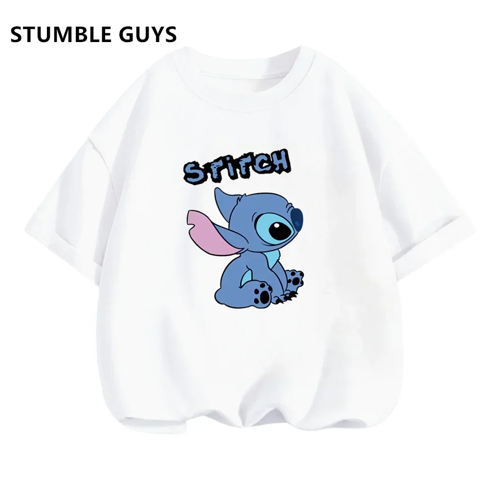 Children T-Shirt Set Kids Disney Lilo Stitch Cartoon T Shirt Stitch Cute Manga T-shirt Y2k Graphic Tshirt Girl Boys Trucksuit