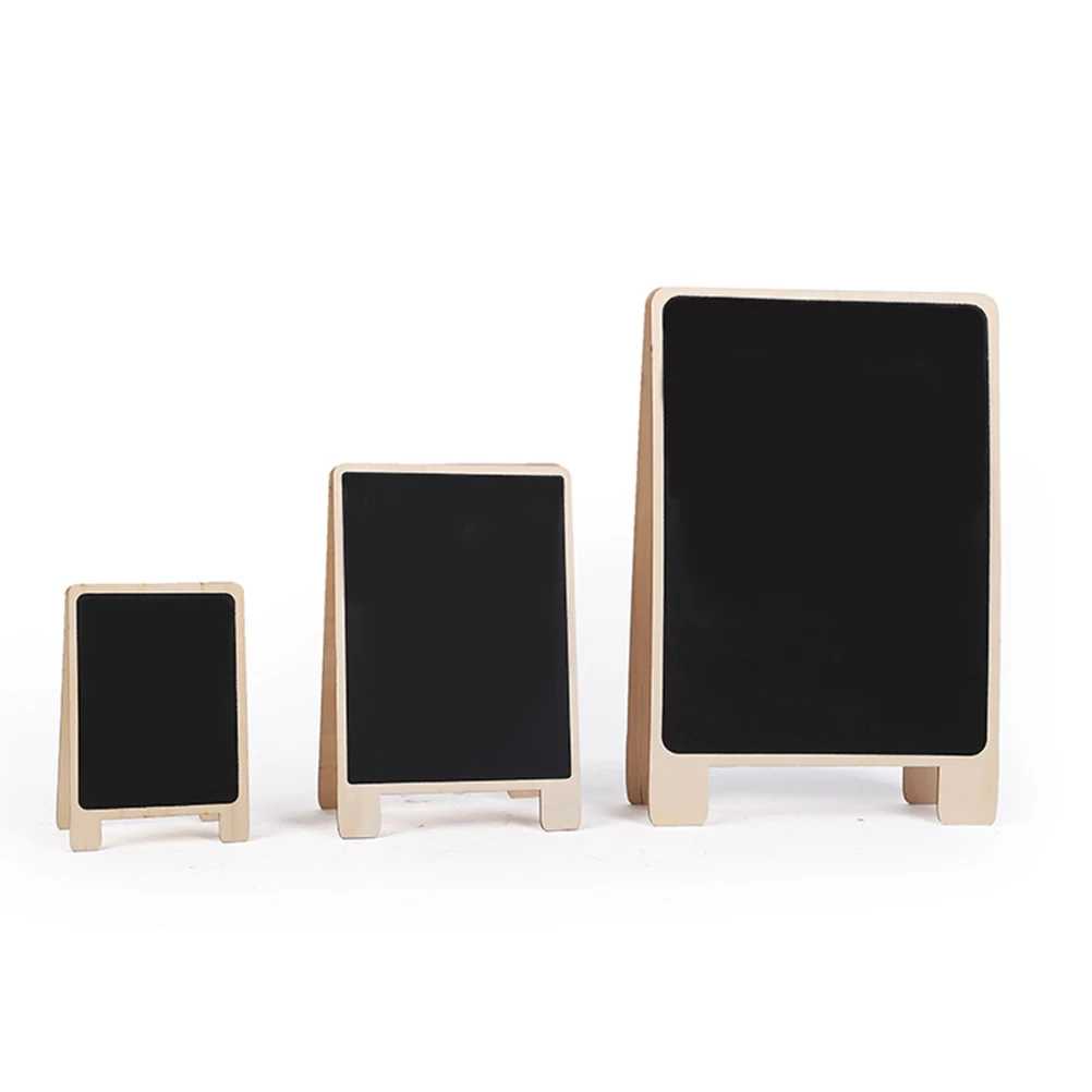 

3pcs Wooden Standing Blackboards Double Sided Memo Writing Display Boards Simple Design Large Space Reusable Table Bulletin