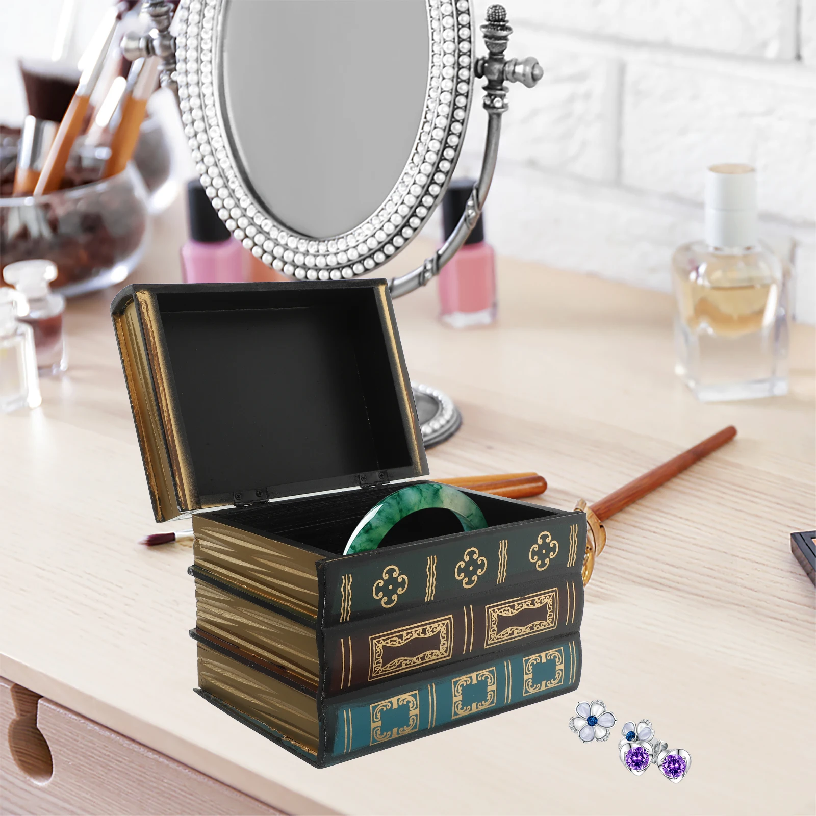

Multifunctional Desktop Key Storage Box Book Shape Organizer Jewelry Drawer Stationery Container For Coins Crafts Trinkets Home