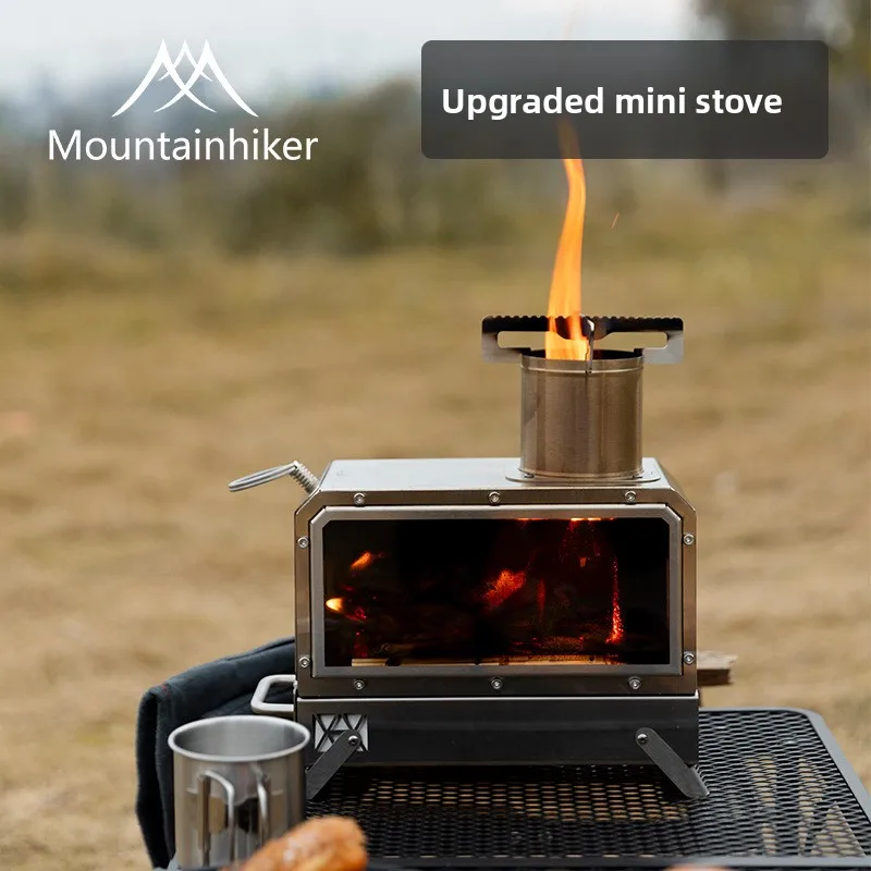 Portable Camping Wood Stove Stainless Steel Lightweight Indoor Outdoor Cooking and Heating Compact Stove for Camp and Backyar