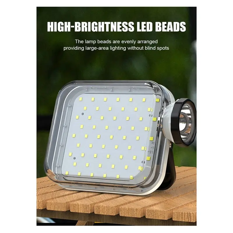 AB34-Portable Camping Light Rechargeable Outdoor Tent Work Light With Digital Power Display