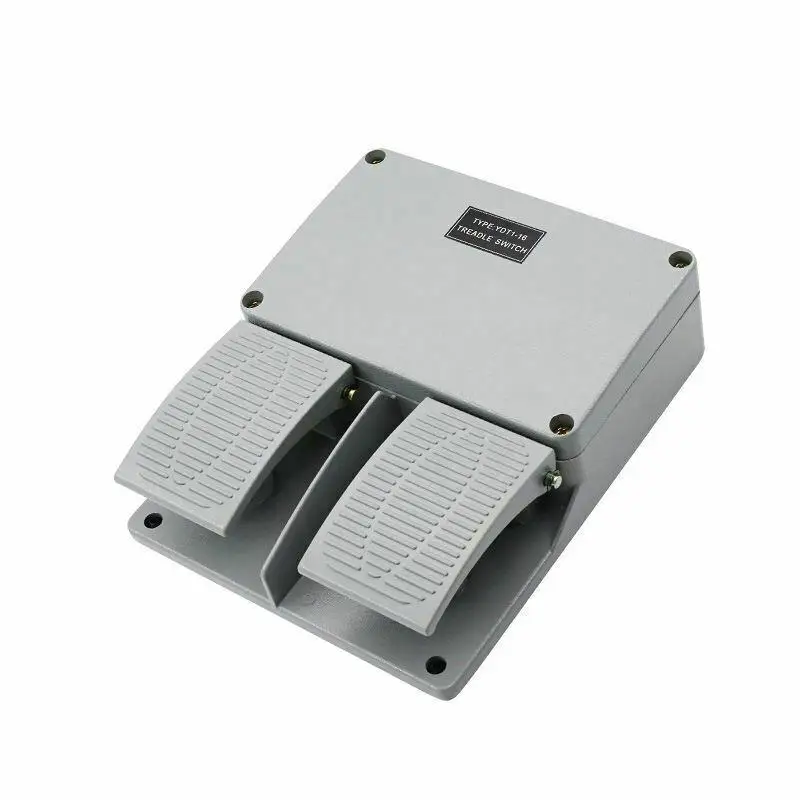 Newest Foot switch YDT1-16 aluminum shell gray double pedal switch machine tool accessories switch