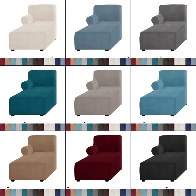 

Velvet Chaise Lounge Cover High Stretch Chaise Chair Cover for Living Room Soft Chaise Slipcovers with Arms Machine Washable