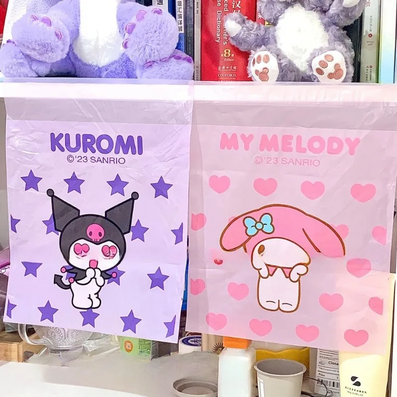 Sanios Kuromi Anime Kawaii Box Mounted sacchetto della spazzatura adesivo sacchetto della spazzatura essenziale ad alta capacità per banchi di scuola regalo di natale