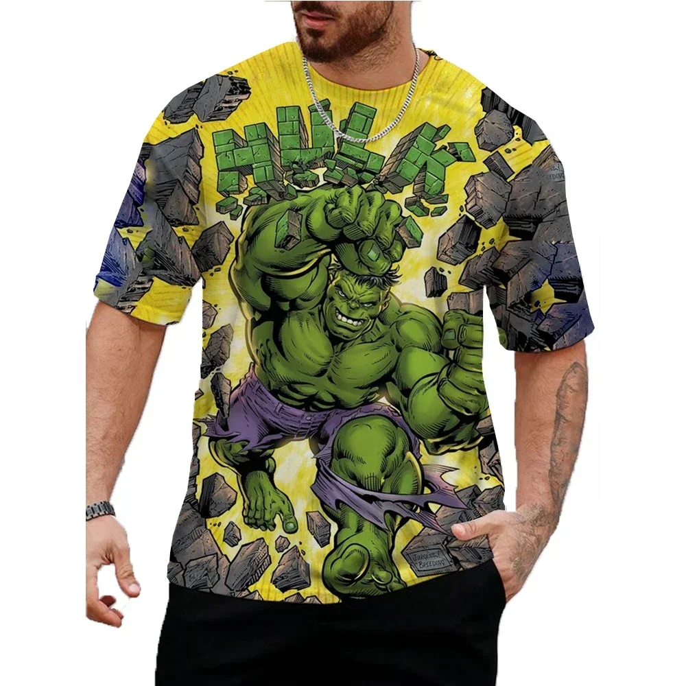 

Disney Marvel Hulk Print T-Shirt for Men Boys Shirts Summer Short Sleeved Tee Male Pullover Oversized Top Casual Men'S Clothing