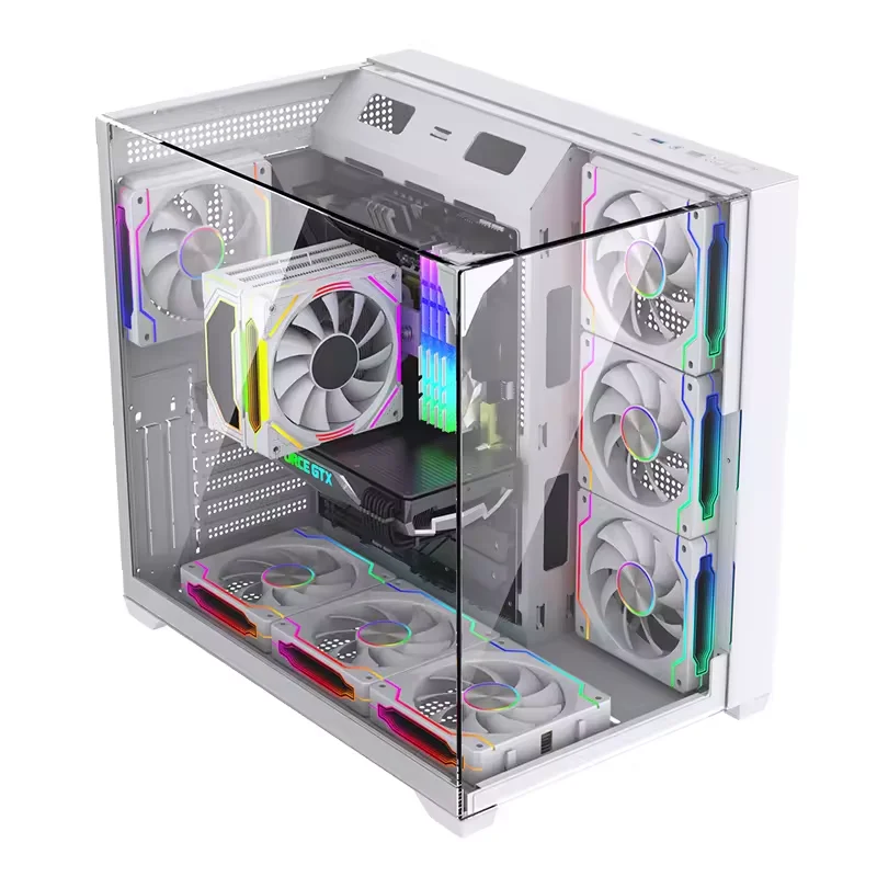Without Fan White PC Case Chassis Full Tower with Fan USB3.0 ATX M-ATX Mini ITX Gaming Cabinet Plastic CPU Stocked Computer Case