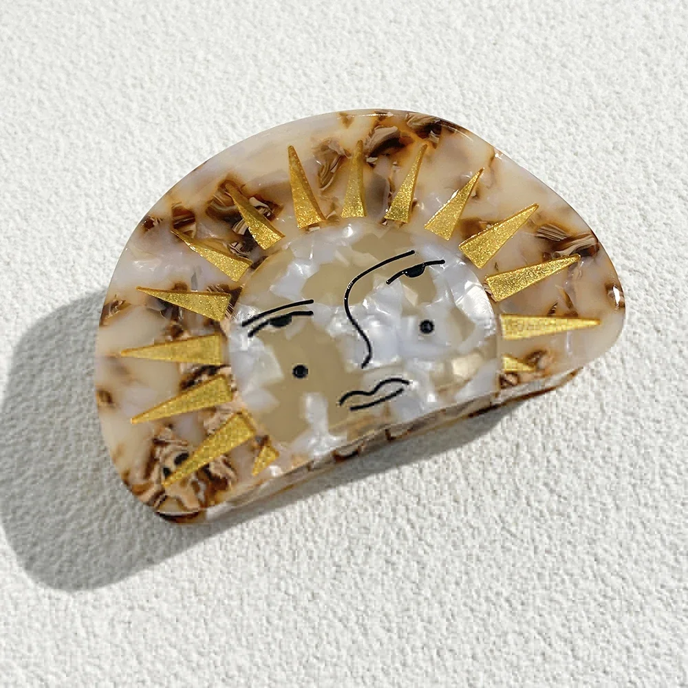 

Креативная забавная заколка-краб для волос в форме полукруга из ацетата для женщин, новый дизайн, для густых волос, аксессуар для прически, подарок