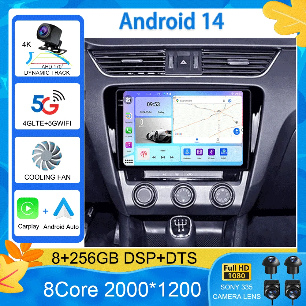 

Автомагнитола на Android 14 для Skoda Octavia 3 A7 2013-2018, мультимедийный видеоплеер с навигацией, стерео, GPS, 2din, 2 din, dvd