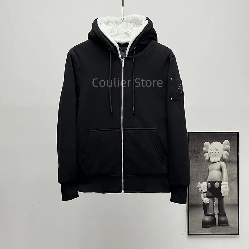 Canadian men women cashmere jacket thick warm jacket white black wool fleece jacket hooded sweatshirt down jacket