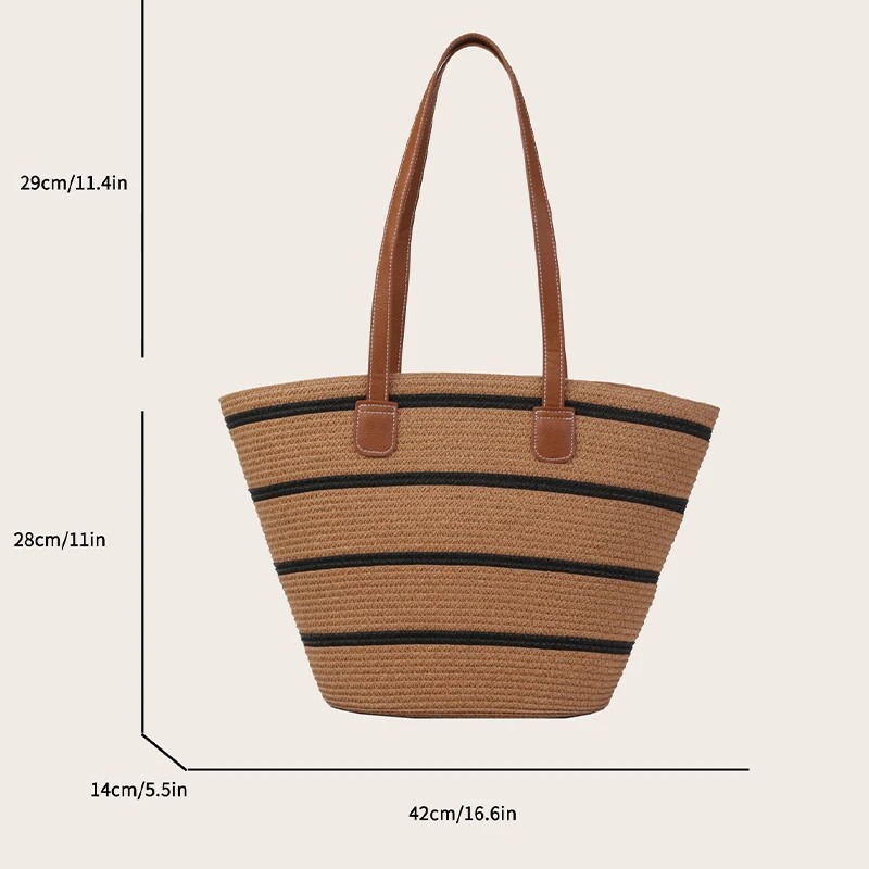 2024 Summer New Grass Weaving Large Capacity Tote Bag Single Shoulder Bag Leisure Beach Vacation Bag Women\'s Favorite Bag