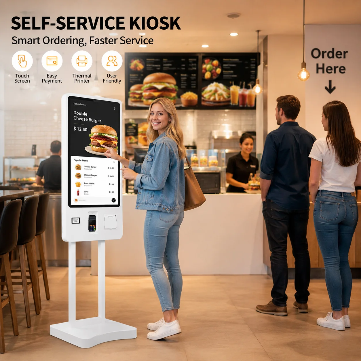 24 Inch Self-Service Touch Kiosk Digital Bill Payment Vending Machine for Restaurant Advertising Order Checkout