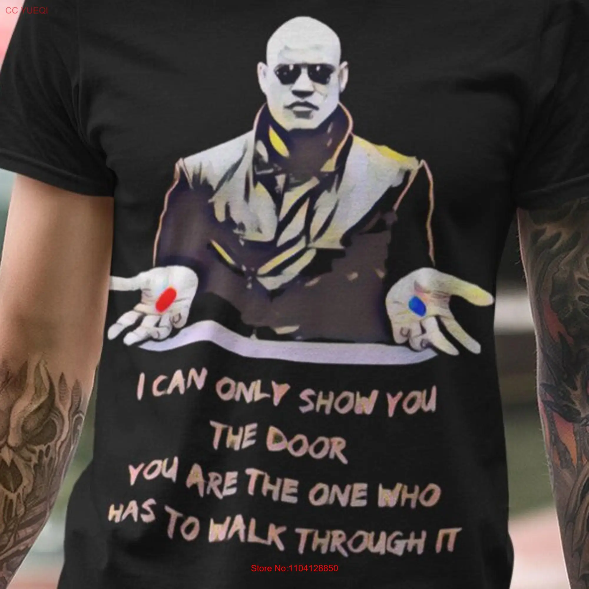 I Can Only Show You the Door Anti EstablishmenT T Shirt Matrix Movie Art Quote Morpheus Fan long or short sleeves